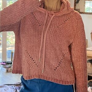 Derek Heart Dusty Rose Hooded Chenille-type Knit Sweater
